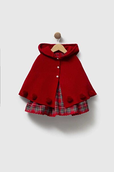 ministok Luna Cape Plaid Patterned Baby Girl Dress
