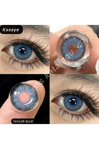 Eyeshop GÖZ LENSİ TAYLOR BLUE MAVİ TONDA hareli damarlı Geniş pupilli doğal g...