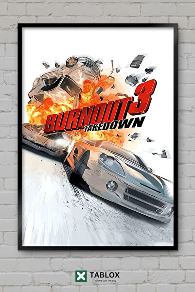 TABLOX Burnout 3 Takedown Game Racing Car Αφίσα με κορνίζα Διακοσμητικός πίνα...