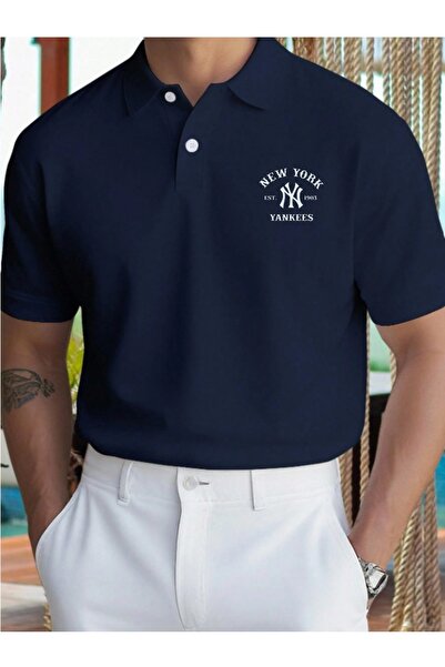 classy moda Μπλουζάκι Unisex με γράμματα New York και λαιμόκοψη πόλο