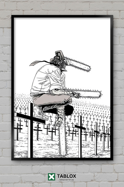 TABLOX Chainsaw Man Anime Manga Διακοσμητικός πίνακας MDF με κορνίζα με τον Ι...