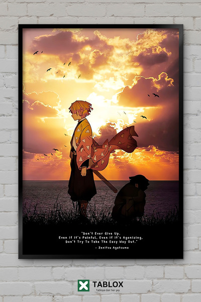 TABLOX Demon Slayer Zenitsu Agatsuma Anime Manga Japanski poster Uramljeni de...