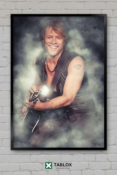 TABLOX Bon Jovi bend muzika rok pevač portret poster uokviren dekorativni MDF...