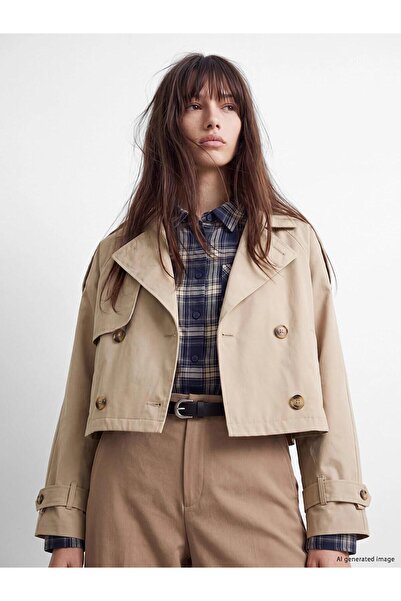 LC Waikiki Double-Breasted Collar Women's Trench Coat (W6)