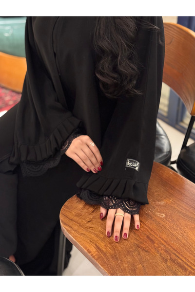 Generic Brand Abaya Azar Kluş Internet Fabric Lace Trim