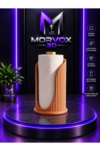 Morvox 3D Modern Kağıt Havlu Tutucu – Dekoratif Tezgah Üstü Rulo Havluluk