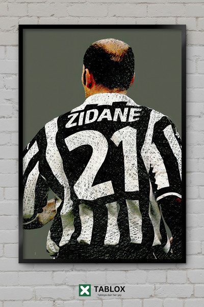 TABLOX Zidane, fudbaler, francuska legenda, fudbalski poster na zidu, uokvire...