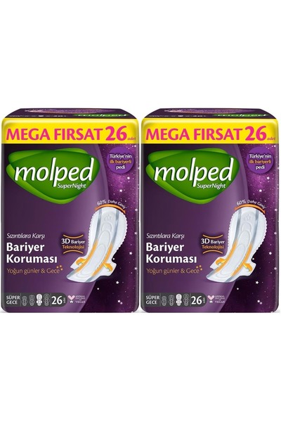 Molped Super Night Hygienic Pads Super Night 52 Pieces Mega Fırsat Pk