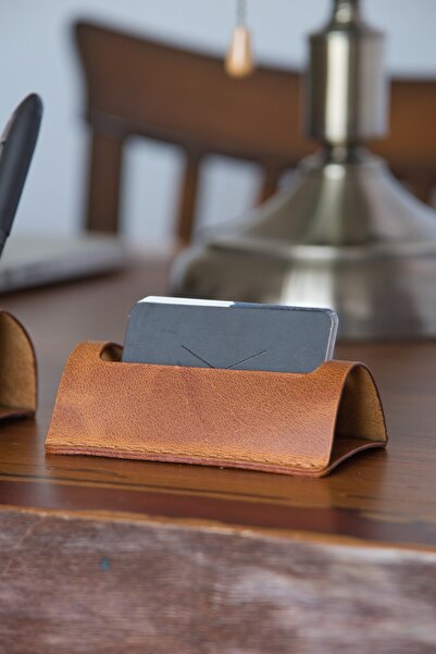 minimal X design Leather Office Desk Set - Genuine Leather Desktop Pen Holder and Business Card Holder Set - Minimal - Handmade