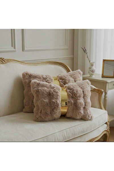 DAHABELLA LUXE HOME 2'li Set Bonbon Peluş Kırlent Kılıfı 35x50 cm - Gold Deta...