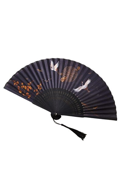 odjas Evantai japonez, stil antic chinezesc, motiv de cocor, simbolizand long...