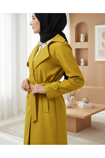 Modamorfo 5918 Wrap-Neck Trench Coat - Olive Green