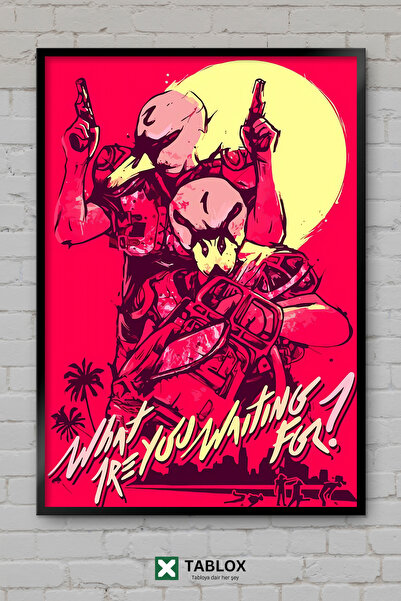 TABLOX Hotline Miami Video Game Retro Action Neon Αφίσα με κορνίζα Διακοσμητι...