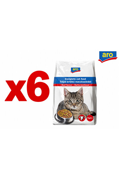 Aro 6 pieces - Dry Cat Food with Beef Flavor 1 Kg