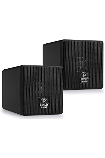 PYLE 3" Mini Cube Bookshelf Speakers - 100W Small Bookshelf Speakers w/ 3" Pa...