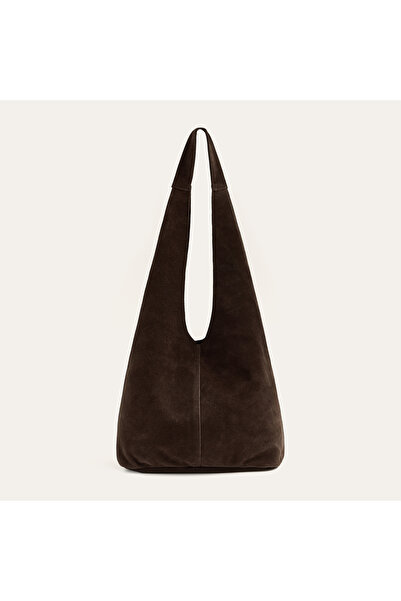 Mudo Women's Brown Suede Leather Handbag