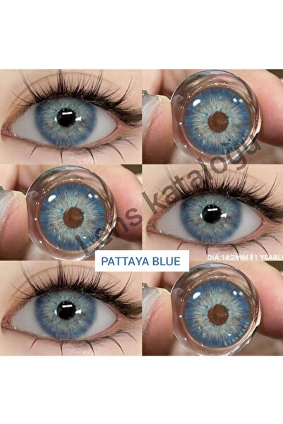 Eyeshop GÖZ LENSİ PATTAYA BLUE MAVİ TONDA hareli damarlı dar pupilli doğal gö...