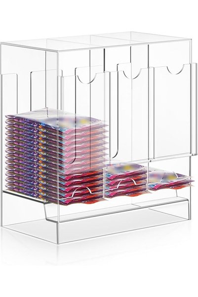 KASTWAVE 1 قطعة موزع أكريليك لحزم البطاقات، صندوق تخزين بطاقات TCG بـ 3 فتحات...