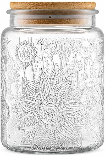 GENERAL Ansqu Food Storage Container Glass Bamboo 1 Piece 701ml