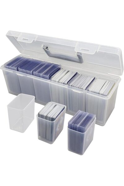 TERRIFI Trading Card Storage Box with Handle, Set of 7, Clear Plastic, Holds ...