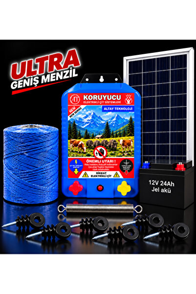 KORUYUCU ÇİT Koruyucu Elektrikli Çit Sistemi Domuz Ayı Kovucu Monokristal Güneş Panelli Akülü (K500)