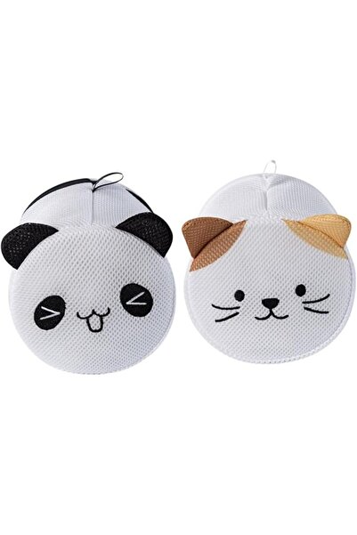 Yelajoy 2 Pcs Cartoon Cat and Panda Mesh Laundry Bags for Washing Machine, Un...