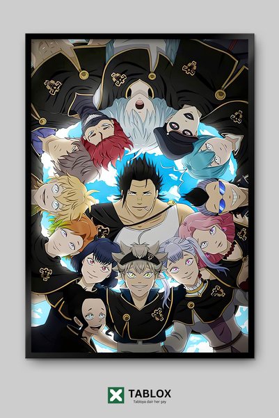 TABLOX Black Clover Anime Manga Asta Yuno Magică japoneză Tablou decorativ înrămat din MDF