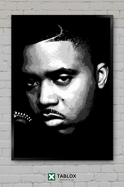TABLOX Αφίσα μουσικής Nas Rapper Rapper Hip Hop με κορνίζα, διακοσμητικός πίν...