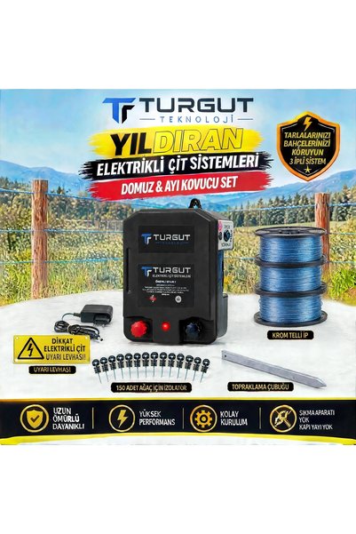 Set- KROM ÇİT TEL İP YABANİ HAYVAN KOVUCU YILDIRAN ELEKTRİKLİ ÇİT SİSTEMLERİ TURGUT TEKNOLOJİ-MT