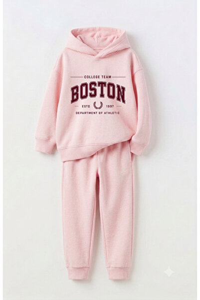 Let's Wear Boston Premium Sweatshirt & Sweatpants Set for Kids - 2-Piece Spor...