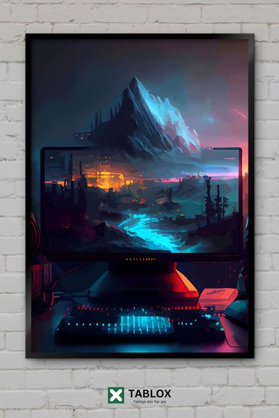 TABLOX Gaming Room Oyun Odası Gamer Oyuncu Αφίσα νέον με κορνίζα Διακοσμητικό...