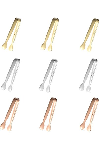 KASTWAVE Ice Tongs, 9 PCS Sugar Tongs, 11cm Stainless Steel Mini Serving Appe...