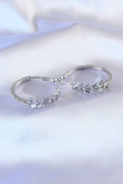 Mega Bazaar Silver Color Zircon Stone Women's Earrings