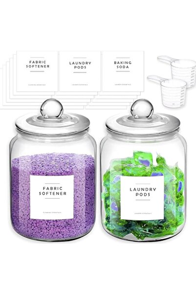 HOOKOR 2 Pcs Airtight Glass Jars,2L Glass Containers with Lid, Labels and Spo...
