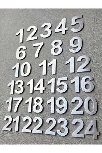Kapı Numarası 6 CM No. 1 Den 24 e Kadar Daire Masa Dolap Numarası Fırcalı Gümüş Kendinden Yapışkanlı