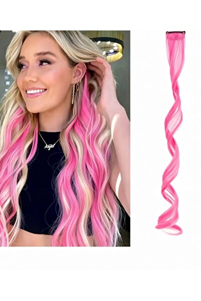 NİLZ Dalgalı Çıtçıtlı Yan Postiş Neon Pembe Saç Eklentisi