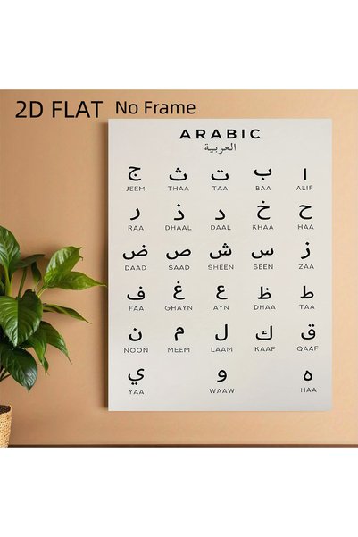 Generic Brand 1pc Arabic Alphabet Educational Canvas Wall Art Print, Pronunci...