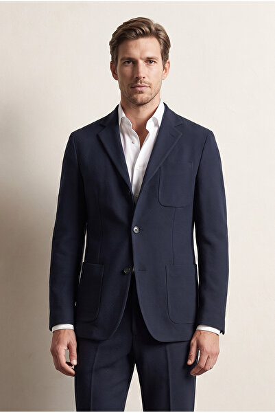 D'S Damat Ds Damat Comfort Lacivert Gofre Desenli Takim Elbise