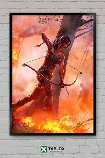 TABLOX Tomb Raider Lara Croft Αφίσα περιπέτειας βιντεοπαιχνιδιών με κορνίζα Δ...