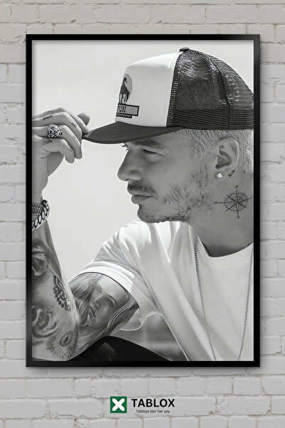 TABLOX J Balvin Τραγουδιστής Ρεγκατόν Λατινική Μουσική Πορτραίτο Κορνίζα με ε...