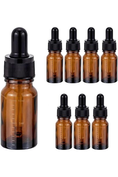 EXCEFORE 10ml Dropper Bottle Set for Essential Oils, Amber Graduated Glass Dr...