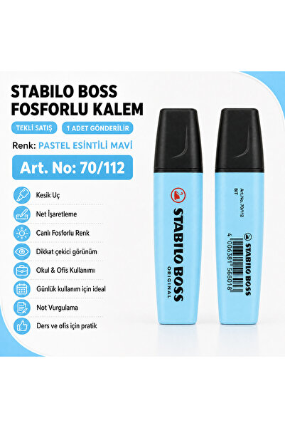 Stabilo BOSS Fosforlu Kalem 1 Adet – Metin İşaretleme Kalemi