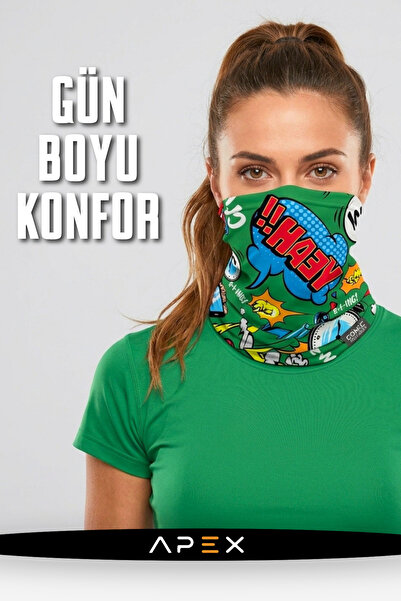 Yeşil Desen Outdoor Terletmez Likralı Buff Boyunluk Baf Unisex