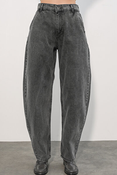 Modamorfo 6689 Women's High Waist Baggy Jeans - Anthracite