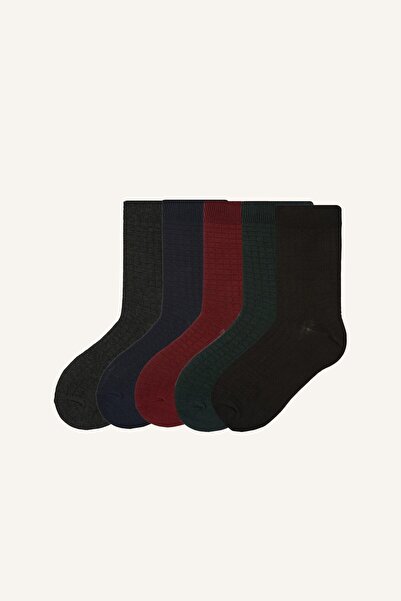 DeFacto Men's 5-Piece Textured Socks I5230Axns
