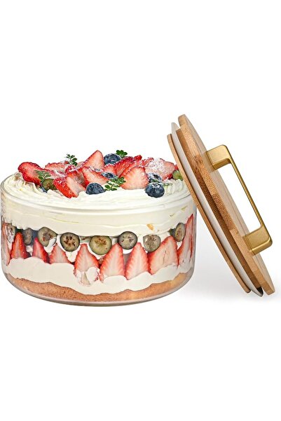 GENERAL Travel Container for Desserts, Made of Glass with a Lid, Large Transp...