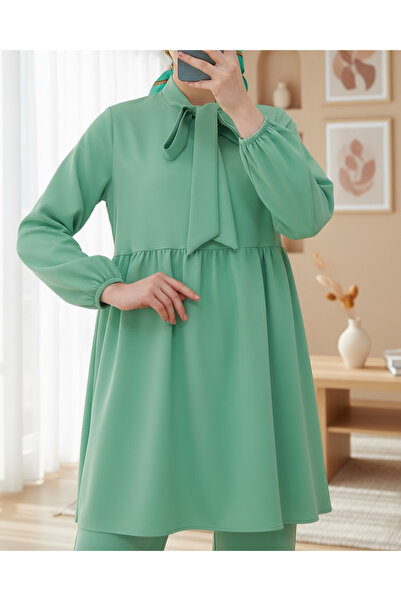 Modamorfo Women's Mint Knitted Trousers Tunic Bottom Top Set 6654