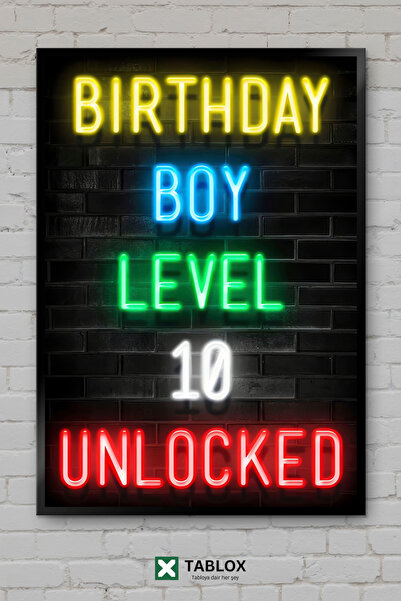 TABLOX Birthday Boy Level Gamer Αφίσα Γενεθλίων με Εμφάνιση Πλαισίου, Διακοσμ...