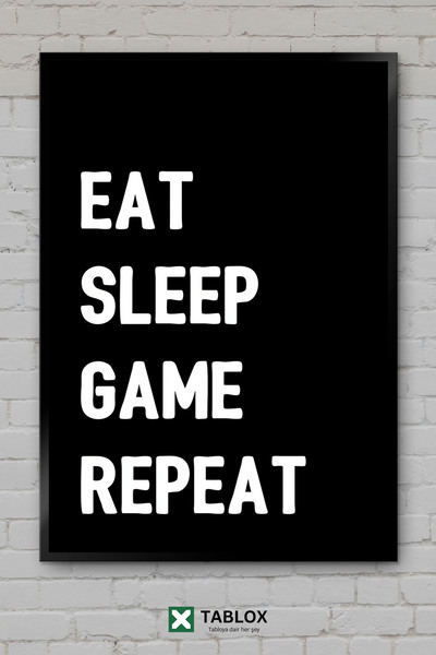 TABLOX Eat Sleep Game Repeat Player Gamer Routine Gaming Life Framed Decorati...