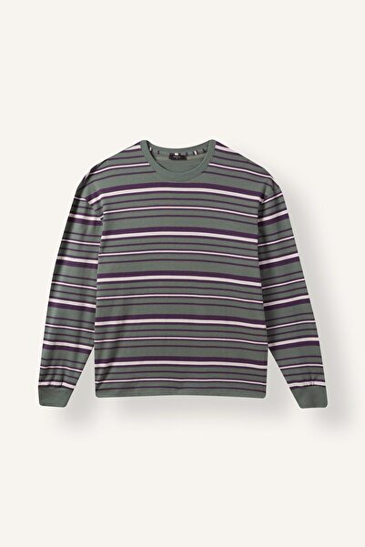DeFacto Boxy Fit Crew Neck Striped Sweatshirt H4882Ax26Au